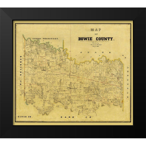 Bowie County Texas - Rosenberg 1860 Black Modern Wood Framed Art Print by Rosenberg