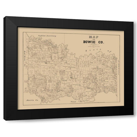 Bowie County Texas - Walsh 1879 Black Modern Wood Framed Art Print with Double Matting by Walsh