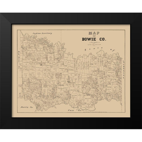 Bowie County Texas - Walsh 1879 Black Modern Wood Framed Art Print by Walsh