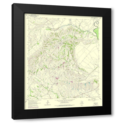 Bristol Texas Quad - USGS 1962 Black Modern Wood Framed Art Print with Double Matting by USGS