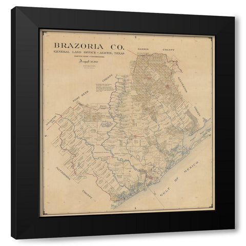 Brazoria County Texas - 1947 Black Modern Wood Framed Art Print by Unknown