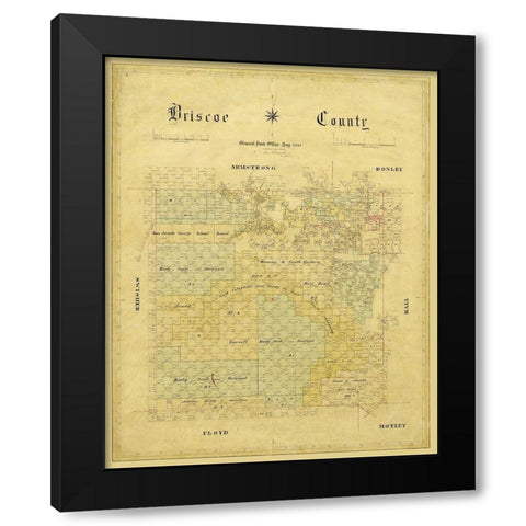 Briscoe County Texas - 1881 Black Modern Wood Framed Art Print with Double Matting by Unknown