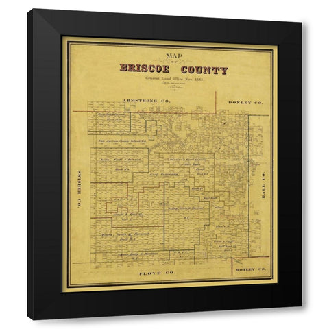 Briscoe County Texas - Blau 1885 Black Modern Wood Framed Art Print with Double Matting by Blau