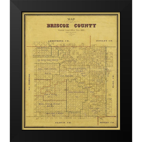 Briscoe County Texas - Blau 1885 Black Modern Wood Framed Art Print by Blau