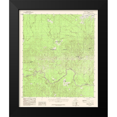 Boykin Spring Texas Quad - USGS 1984 Black Modern Wood Framed Art Print by USGS