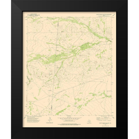 Burnt Spring Hills Texas Quad - USGS 1973 Black Modern Wood Framed Art Print by USGS