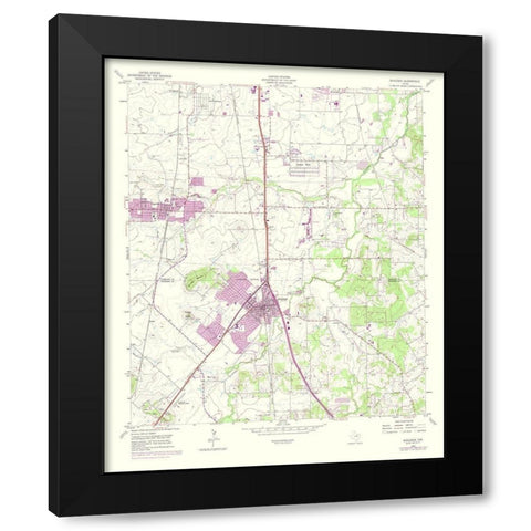 Burleson Texas Quad - USGS 1974 Black Modern Wood Framed Art Print with Double Matting by USGS