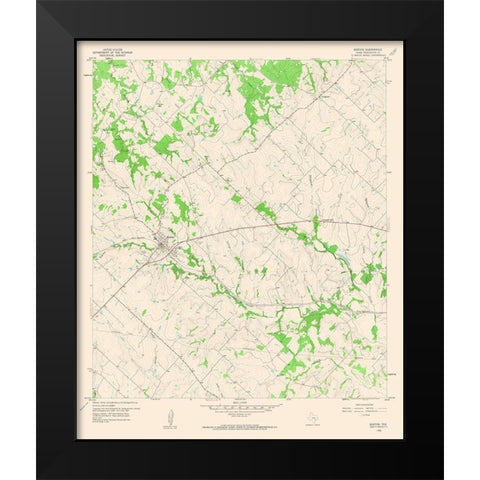 Burton Texas Quad - USGS 1958 Black Modern Wood Framed Art Print by USGS