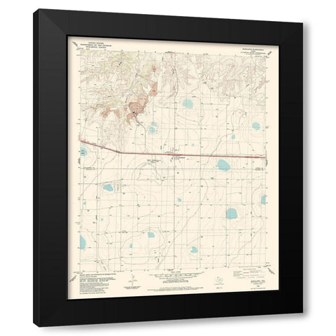 Bushland Texas Quad - USGS 1984 Black Modern Wood Framed Art Print with Double Matting by USGS