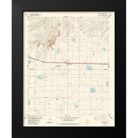 Bushland Texas Quad - USGS 1984 Black Modern Wood Framed Art Print by USGS