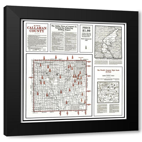 Callahan Texas Oil - 1919 Black Modern Wood Framed Art Print with Double Matting by Unknown