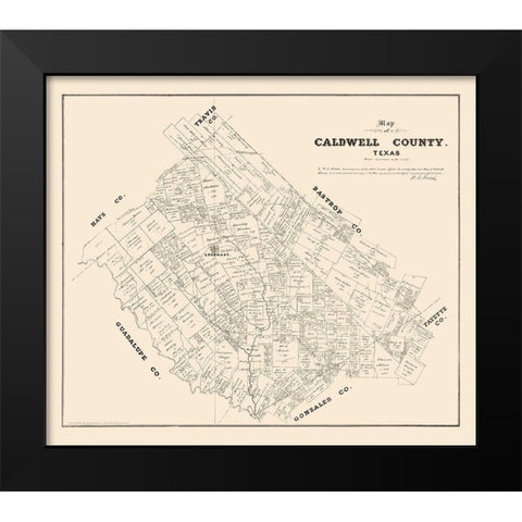 Caldwell County Texas - Walsh 1880 Black Modern Wood Framed Art Print by Walsh