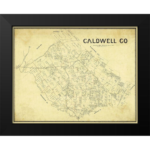 Caldwell County Texas - 1896 Black Modern Wood Framed Art Print by Unknown