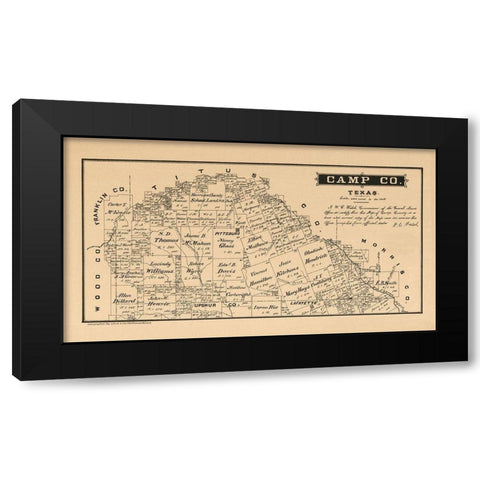 Camp County Texas - Walsh 1879 Black Modern Wood Framed Art Print with Double Matting by Walsh