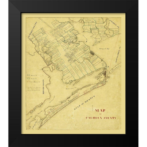 Calhoun County Texas - 1863 Black Modern Wood Framed Art Print by Unknown