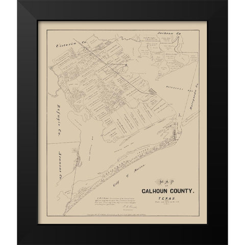 Calhoun County Texas - Walsh 1879 Black Modern Wood Framed Art Print by Walsh