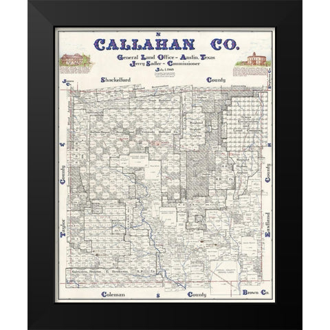 Callahan County Texas - Sadler 1869 Black Modern Wood Framed Art Print by Sadler