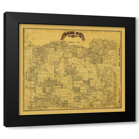 Cass County Texas - 1884 Black Modern Wood Framed Art Print with Double Matting by Unknown