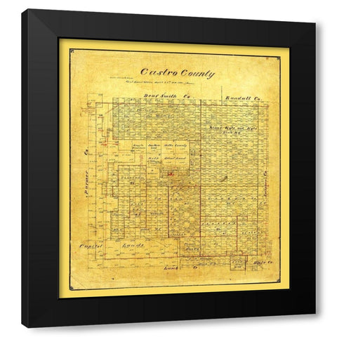 Castro County Texas - Pressler 1891 Black Modern Wood Framed Art Print with Double Matting by Unknown