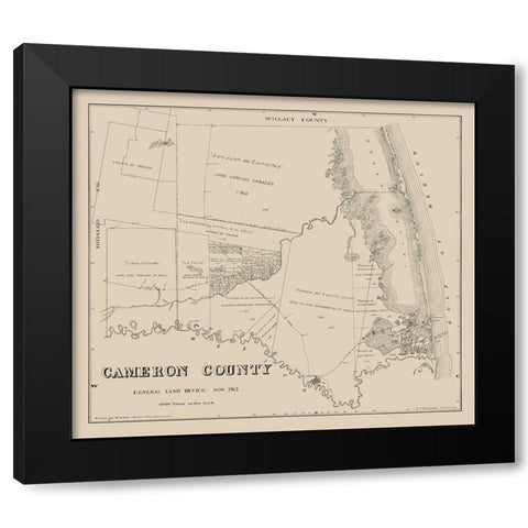 Cameron County Texas - Giles 1913  Black Modern Wood Framed Art Print by Giles