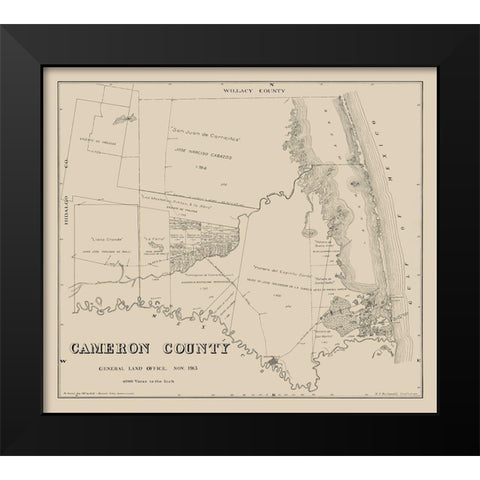 Cameron County Texas - Giles 1913  Black Modern Wood Framed Art Print by Giles