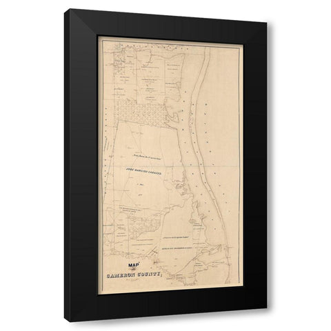 Cameron County Texas -1895 Black Modern Wood Framed Art Print with Double Matting by Unknown