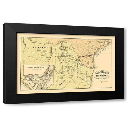 Corpus Christi and Rio Grande Railway 1874 Black Modern Wood Framed Art Print by Bien