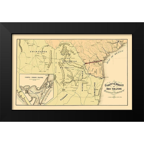 Corpus Christi and Rio Grande Railway 1874 Black Modern Wood Framed Art Print by Bien