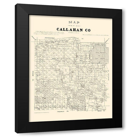 Callahan County Texas - Walsh 1879  Black Modern Wood Framed Art Print by Walsh