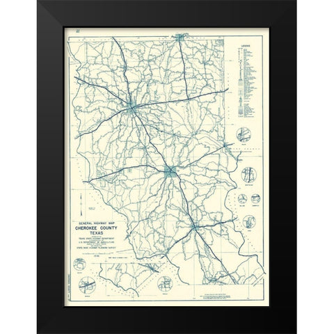 Cherokee Texas Highway - Highway Dept 1936 Black Modern Wood Framed Art Print by Highway Dept