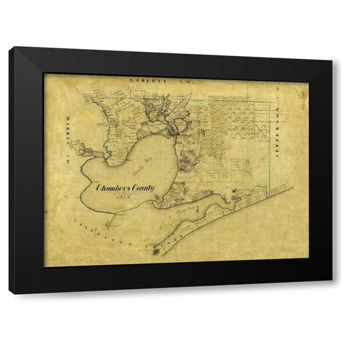 Chambers County Texas - Bieberstein 1862 Black Modern Wood Framed Art Print by Bieberstein
