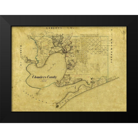 Chambers County Texas - Bieberstein 1862 Black Modern Wood Framed Art Print by Bieberstein