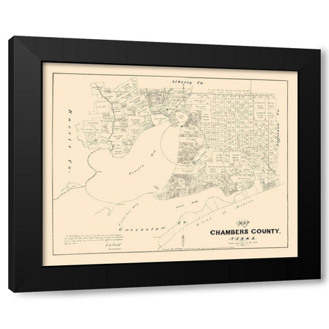 Chambers County Texas - Walsch 1879 Black Modern Wood Framed Art Print by Walsh