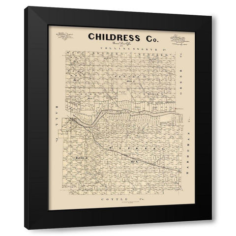 Childress County Texas - McGaughey 1892  Black Modern Wood Framed Art Print with Double Matting by McGaughey