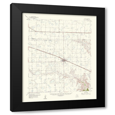 Claude Texas Quad - USGS 1961 Black Modern Wood Framed Art Print with Double Matting by USGS