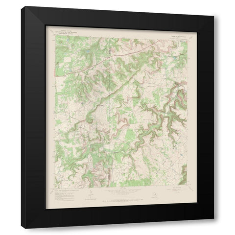 Caddo NE Texas Quad - USGS 1967 Black Modern Wood Framed Art Print with Double Matting by USGS