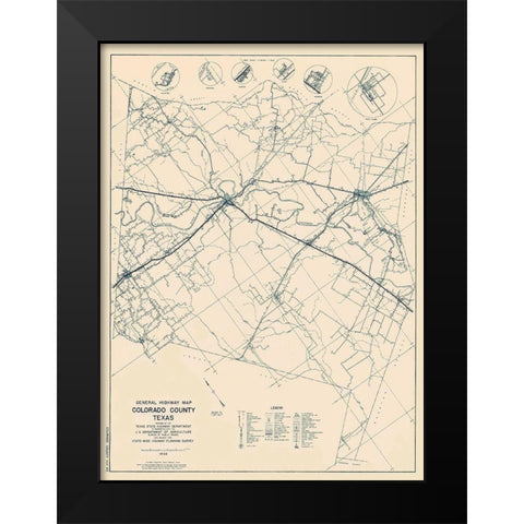 Colorado Texas Highway - Highway Dept 1936 Black Modern Wood Framed Art Print by Highway Dept