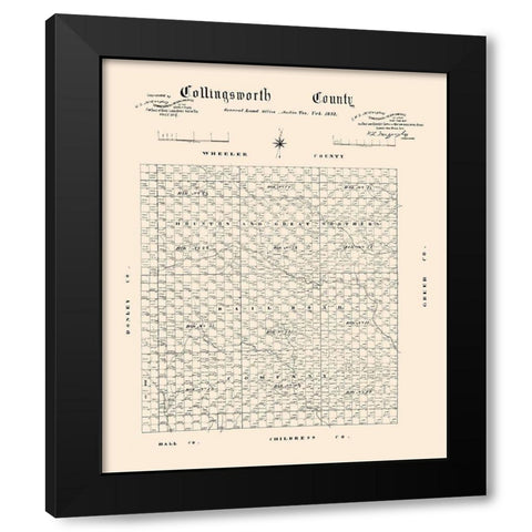 Collingsworth County Texas - 1892 Black Modern Wood Framed Art Print by Unknown