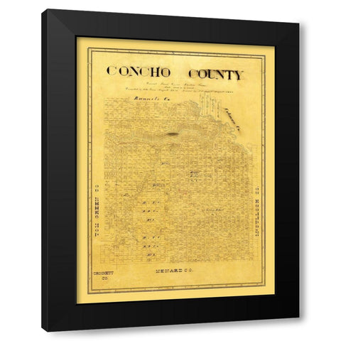 Concho County Texas - Groos 1895 Black Modern Wood Framed Art Print with Double Matting by Groos
