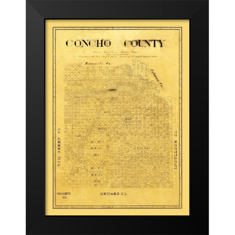 Concho County Texas - Groos 1895 Black Modern Wood Framed Art Print by Groos