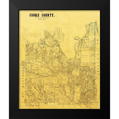 Cooke County Texas - 1868 Black Modern Wood Framed Art Print by Unknown