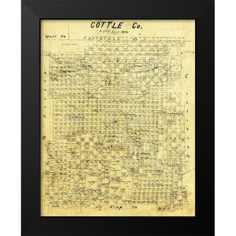 Cottle County Texas - 1883 Black Modern Wood Framed Art Print by Unknown