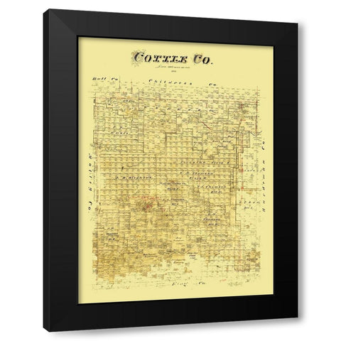 Cottle County Texas - 1890 Black Modern Wood Framed Art Print with Double Matting by Unknown