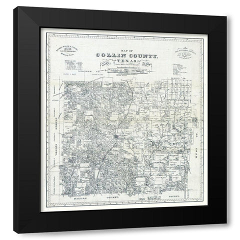 Collin County Texas - Gast 1881  Black Modern Wood Framed Art Print by Gast