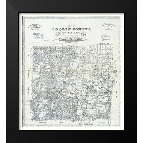 Collin County Texas - Gast 1881  Black Modern Wood Framed Art Print by Gast