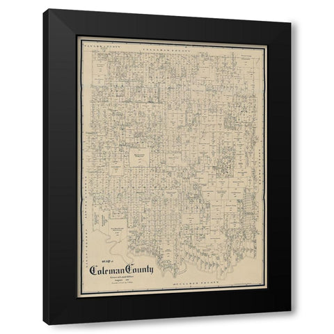 Coleman County Texas - Schutze 1897  Black Modern Wood Framed Art Print with Double Matting by Schutze