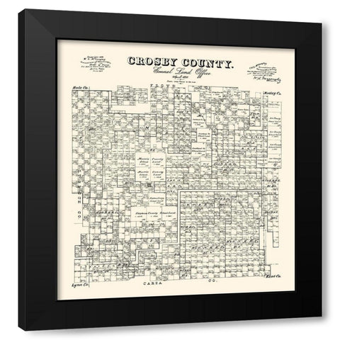 Crosby County Texas - McGaughey 1892 Black Modern Wood Framed Art Print with Double Matting by McGaughey