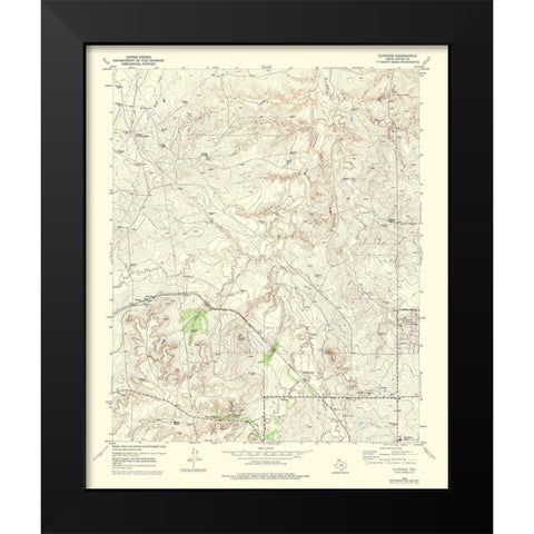 Cliffside Texas Quad - USGS 1973 Black Modern Wood Framed Art Print by USGS