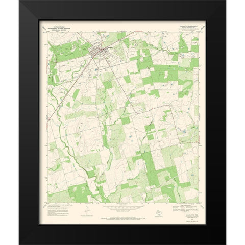 Charlotte Texas Quad - USGS 1968 Black Modern Wood Framed Art Print by USGS