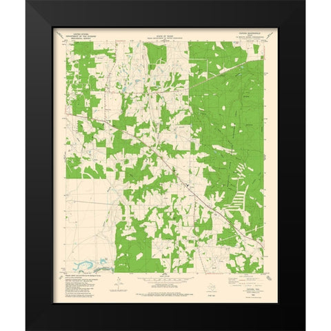 Cayuga Texas Quad - USGS 1982 Black Modern Wood Framed Art Print by USGS